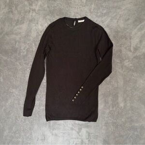 Zara Black Crew Neck Sweater button detail size small